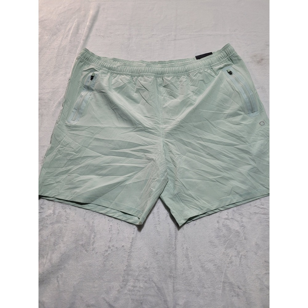NWT Skora Athletic Shorts Mens Large L Green 7in Inseam Qwick-Dry Zipper Pockets
